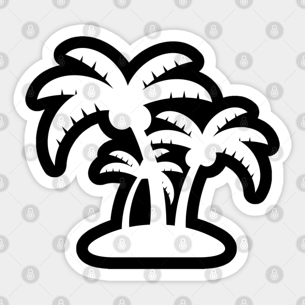 White Coconut Tree Summer Tropic Design on Black Sticker by Syressence